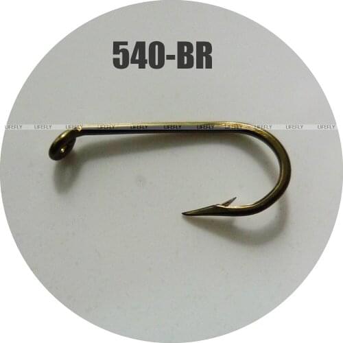 540-BR, 100 Fishing Hooks, Viking Hooks, Offset, Reversed