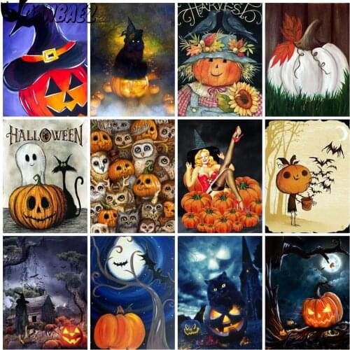 5D Diamond Painting Pumpkin Halloween Diy Wall Art Sticker Diamond Cross Stitch Mosaic Room Decoration Gift