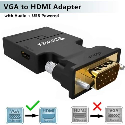 FOINNEX VGA to HDMI Adapter Converter with Audio,(PC VGA Source Output to TV/Monitor with HDMI Connector)