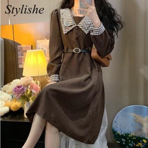 Модные платья в клетку Aelegantmis China At AliExpress