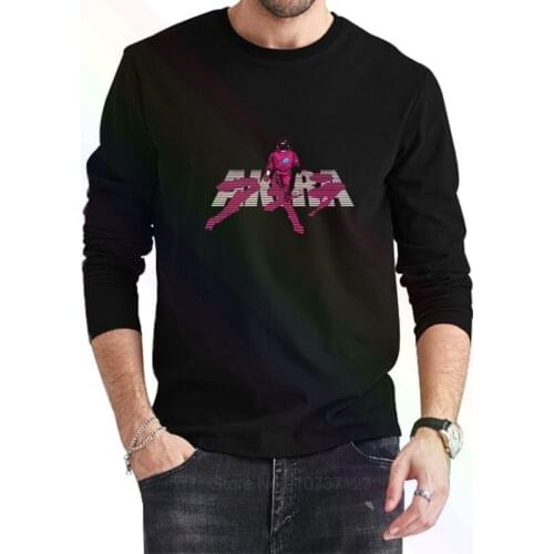 Akira Synthwave Logo Classic Black T-Shirt 2021 Newest Summer Mens Long Sleeve Popular Tees Shirt Tops Novel Unisex