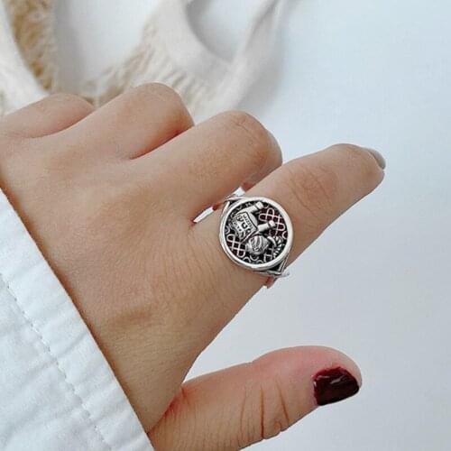 Bijoux Fashion Real Silver Color Elephant Rings for Women Boho Adjustable Antique Rings Anillos