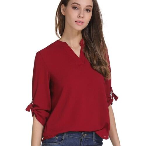 Womens Sexy Chiffon Blouse Shirts Fashion Holiday Blusas Female Casual Spring Autumn Solid Tops and Blouses Plus Size 5XL Women