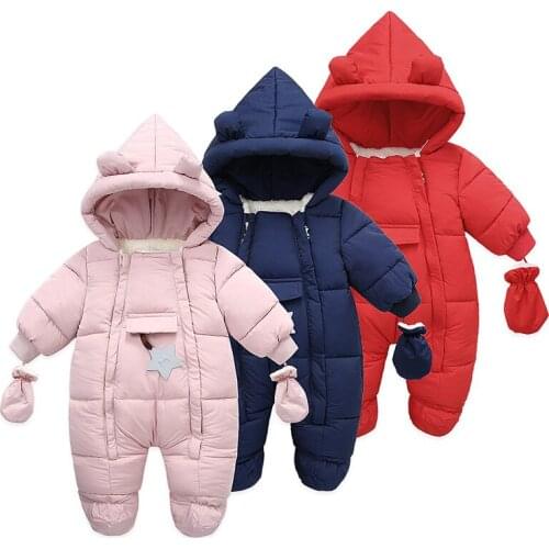 Baby Romper Winter Costume Baby Boys Clothes Fleece Snowsuit Set Warm Baby Girls Clothing Hooded Overall Baby Rompers Jumpsuit