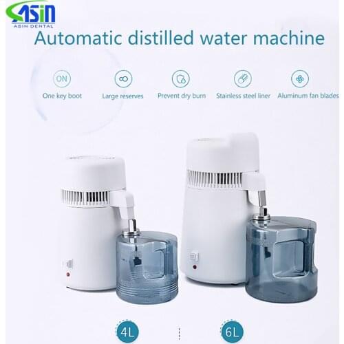 4l /6l pure water distiller dental distilled water machine stainless steel filter purifier electric distillation jug 110v 220v