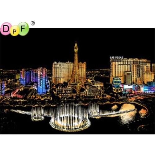 DPF Scratch Pictures Las Vegas City Paper 41x28.7cm Creative Set Screen Postcard Art Gifts Fashion DIY Drawing Picture Wall