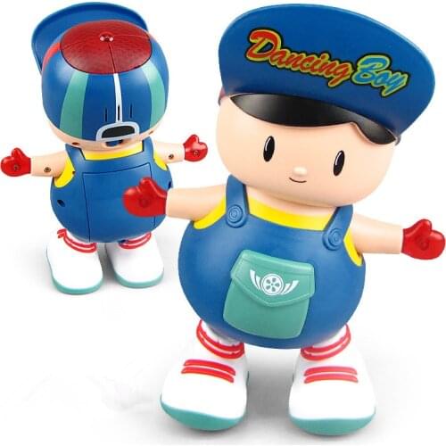 Electric Dancing Big Head Boy Doll Walking Music Light Childrens Cute Styling Funny Kids Toy