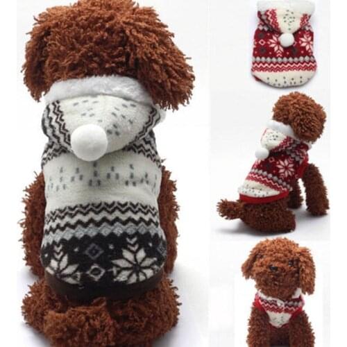 Cute Small Dog Pet Fleece Clothes Coats Pet Puppy Soft Warm Jumpsuits Winter Hooded Dog Cat Jackets Clothes Xmas Gift