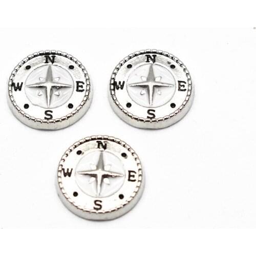Hot selling 10pcs/lot Compass floating charms Gold silver Alloy charms living glass memory lockets DIY jewelry