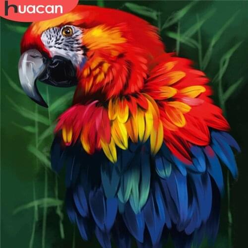 HUACAN 5D DIY Full Drill Diamond Painting Parrot Art Rhinestone Diamond Embroidery Animal Mosaic Craft Kit Decor For Home