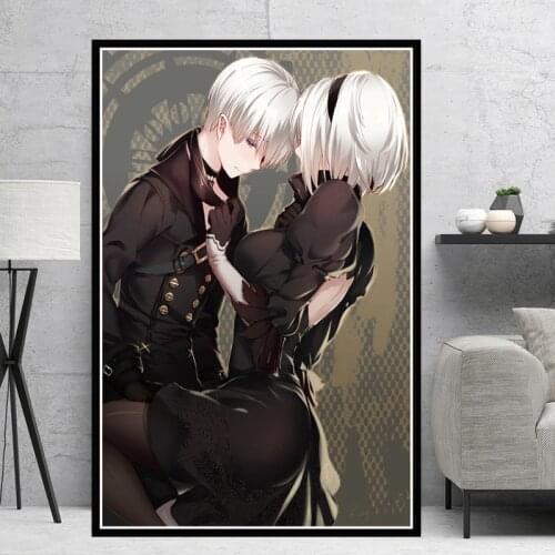 NieR Automata Fight Game Girl Japan Anime Comic Oil Canvas Painting Poster Prints Wall Art Pictures Living Room Home Decoration
