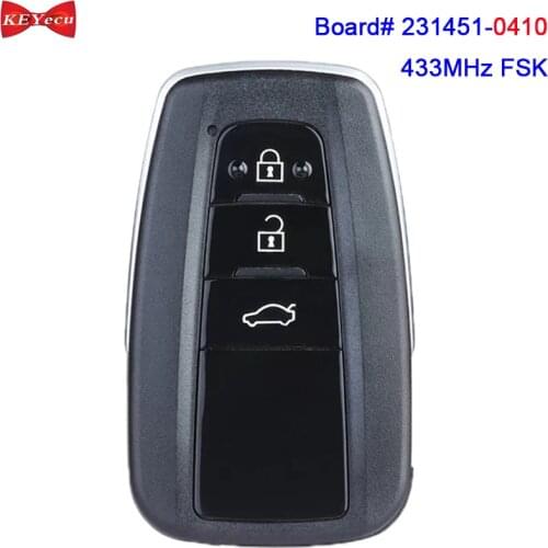 KEYECU for Toyota Camry Smart Keyless Remote Key Fob Board# 231451-0410 14FCC P1=A9 Chip 433MHz FSK