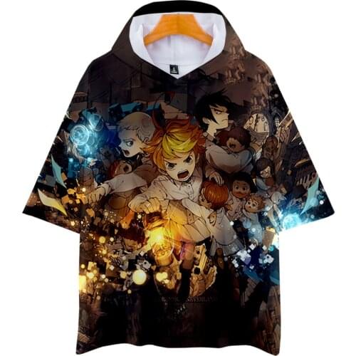 The Promised Neverland Short-Sleeve Hoodies Pullovers Unisex 3D Printing Anime Cosplay Hooded Sweatshirts 2021 New Summer Top