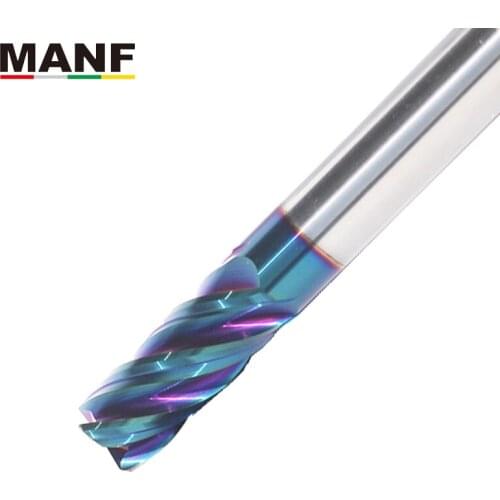 MANF 4 Flute HRC65 Blue Nano Square Round Nose Milling Cutter Tungsten Carbide NacoCoated TiAIN End mill For Mold Industry