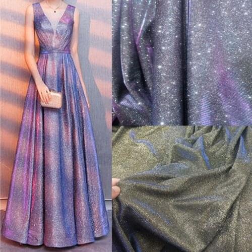Flashing Poly Fabric With Glittery Powder Bling Shimmer Cosplay Composite Material Bridal Dress Decoration 50cm*145cm