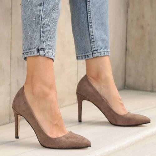 Mio Gusto Brand Basic Black,Burgundy, Khaki, mink Colors High Quality Suede 8Cm Heels Women 's Fashion Stiletto Pumps Shoes, high heels , heels women , mary jane shoes , platform shoes