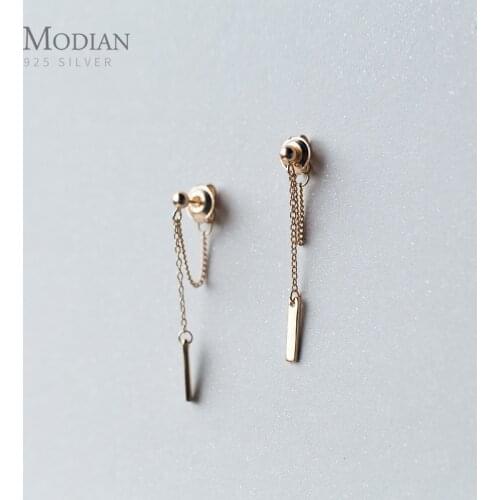 Modian New Design Silver Fashion Geometric Stud Earrings Real 925 Sterling Silver Tiny Brand Jewelry For Women Party Earring