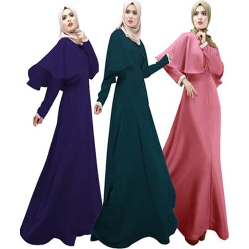 Muslim showl Roupas Feminina Turkish Women Clothing Pink Maxi Muslim Dress Djellaba Abaya Dubai Long Sleeve Plus Size