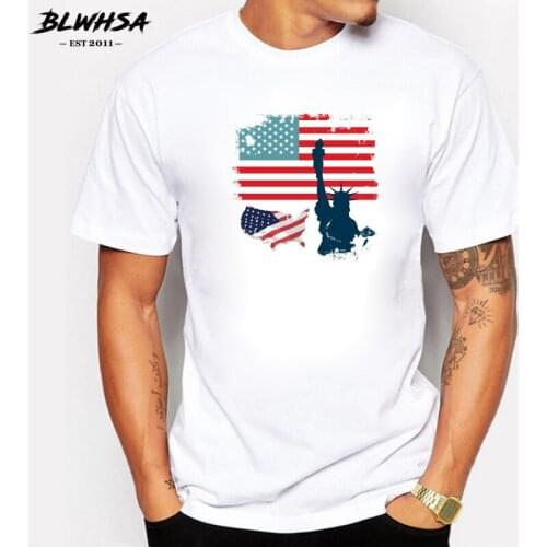 BLWHSA Brand Clothing Men T-shirt Many Styles USA National Flag Design Shortsleeved O-neck Casual Cotton Fit Tops Tee Plus Size