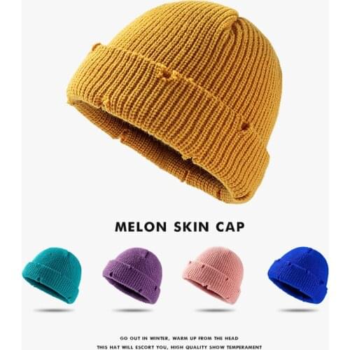 2021 Short Dome Korean Knitted Hat Mens Worn Skullcap Yuppie Hat Womens Hip Hop Hat Trendy Hip Hop Woolen Cap