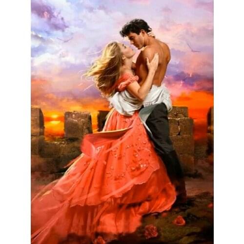 Dancing couple Needlework Aida Sets Cross stitch 14CT Unprinted Embroidery kits Arts Cross-Stitching,DIY Handmade Home Decor