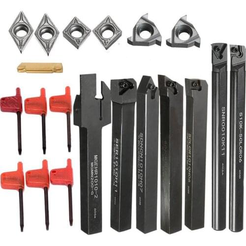21Pcs Lathe Turning Tool Set 12mm Shank 45HRC Lathe Boring Bar Turning Tool Holder With Carbide Inserts For Finishing Operations