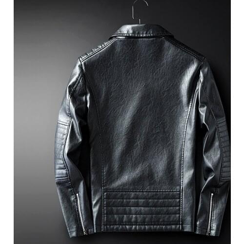 New Autumn Winter New Casual Slim Motorcycl Faux Leather Jacke Men Black Coat Plus Size 3XL Zipper OutwearLX2013