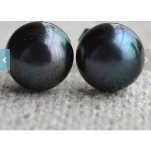 New Arrival Favorive Stud Pearl Earring 8mm Black Color Freshwater Pearl S925 Sterling Silver Fine Jewelry Charming Women Gift