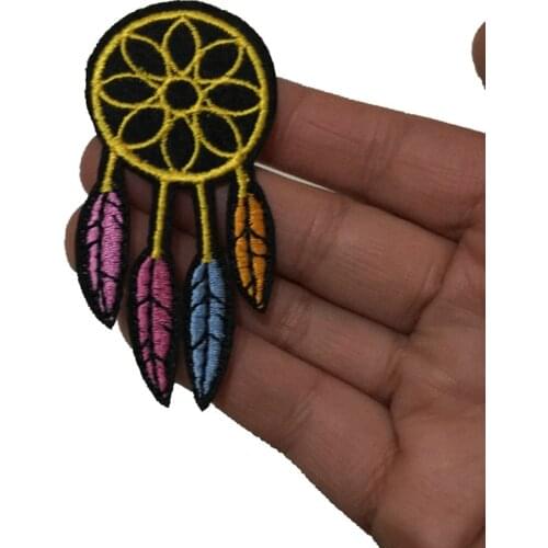 New Arrival Iron on Dream Catcher Patches for Clothing Bags Rainbow Color Indian Feathers Embroidered Applique Patch 20 PCS/lot
