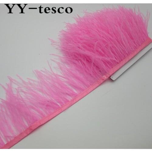 Wholesale 10 Meters high quality Ostrich Feathers Trims Dyed Pink Feather Ribbons for Dress Party Decoration Craft Making