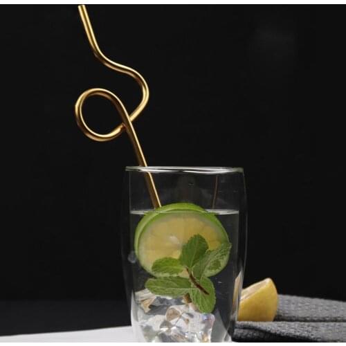 Drinking Straw Food Grade Rust-proof Stainless Steel Unique Shaped Polishing Surface Eco-friendly Metal Coffee Straws for Home