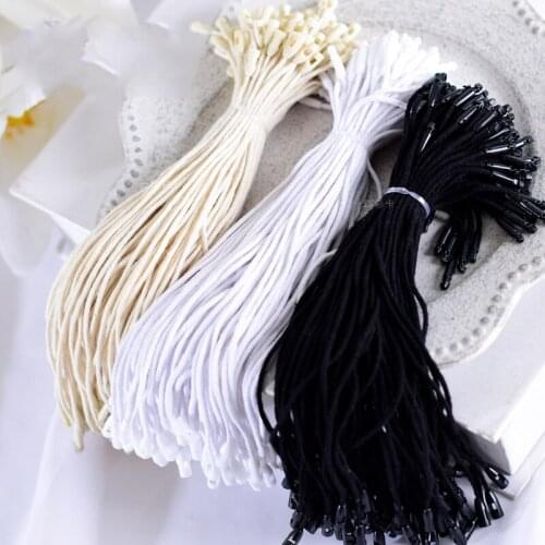 100pcs /lot Plastic Tag White Beige Black Hang Tag Polyester Rope String Pin Loop Snap Lock Tie Fasteners