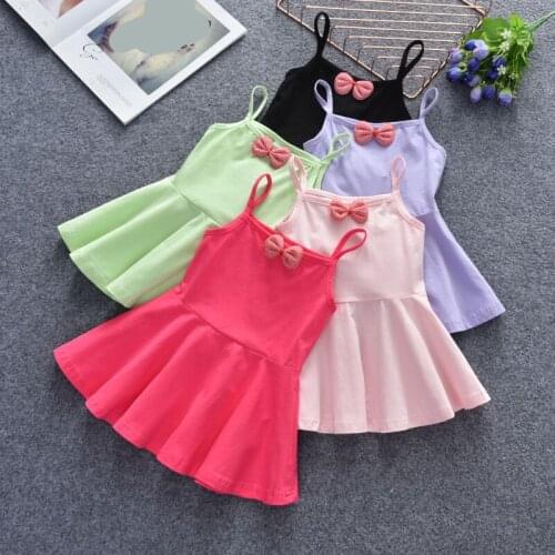 Baby Girl Dress Fashion Kids Summer Clothes Princess Girls Strap Dresses Sleeveless candy solid toddlers bow