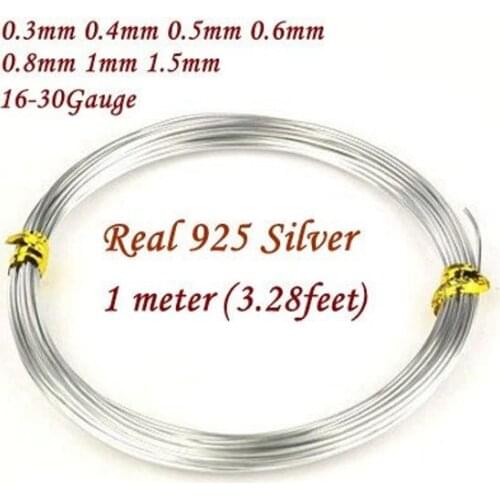 925 Solid Sterling Silver Wire,16 20 24Gauge, Half Hard Round Wire1M of 0.3 0.4 0.5 0.6 0.8 1mm Silver wire,Bead Wire