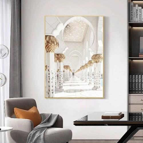 Luxurious Retro Moroccan Arch Door Canvas Painting Bohemia Shell Posters and Prints Wall Art Pictures for Living Room Home Decor