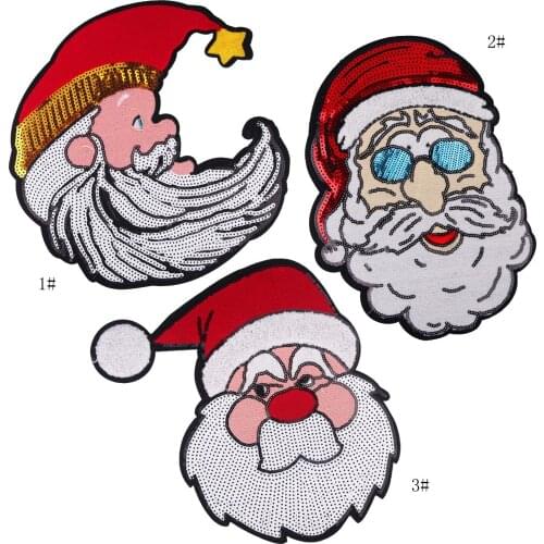 Christmas Santa Claus Embroidered Patch for Clothes Bags Clothing Sticker DIY Patches Apparel Sewing Applique Animal Parches