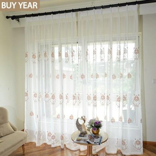 European-style Hemp Yarn and Cotton Thread Embroidered Window Screen Living Room Bedroom Study Window Screen