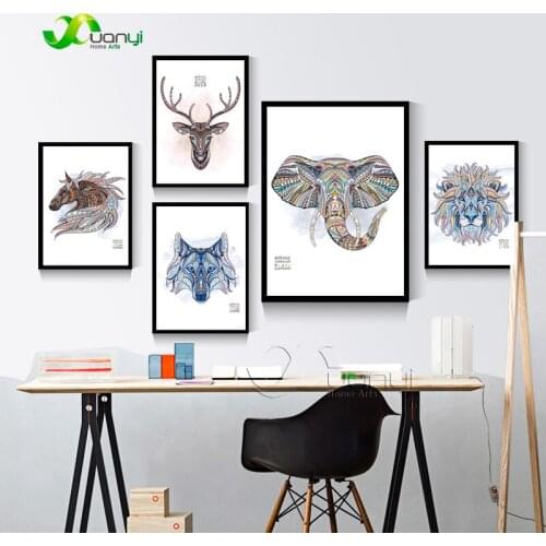 Nordic Poster Canvas Wall Art Painting Colorful Animal Picture Cuadros Decoracion For Living Room Canvas Print Unframed BEI0022