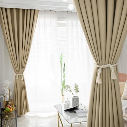 Nordic ins grey cotton linen full shading cloth living room bedroom bay window simple modern sunshade heat insulation curtain