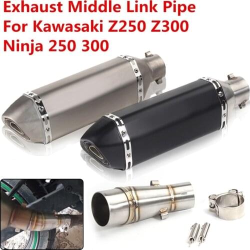 Motorcycle Exhaust Middle Link Pipe Connecting Muffler Adapters for Kawasaki Z250 Z300 Ninja 250R 300 2013-2016
