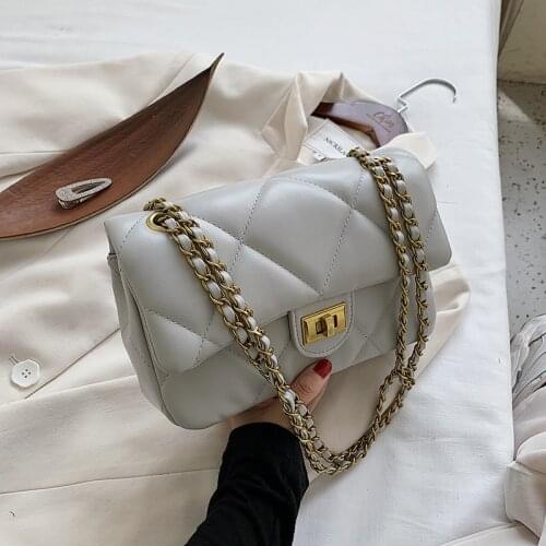 Lattice Chain Bag Womens Autumn 2021 New Leisure Texture Small Square Bag Fashion Trendy Designer Handbags High Quality Purses