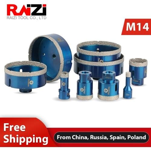 Raizi 1 Pc M14 Porcelain Ceramic Tile drill bit 6-125 mm for granite marble Diamond Coated drilling core bit Hole saw Cutter