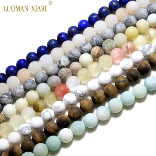 Fine AAA 100% Natural Stone Beads Matte Tiger Eye Amazonite Rose Quartz Agate For Jewelry Making DIY Necklace Bracelet 4/6/810MM