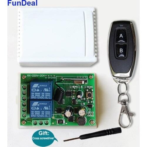 433 MHz Universal Wireless RF Remote Control Transmitter AC 220V 2CH 10A Relay Smart Receiver Remote DIY Switch Bulb Garage Door