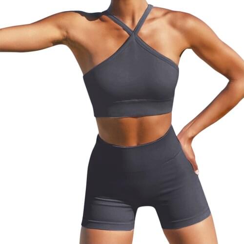 2 Piece Workout Cycling shorts basic Leggings JoggingWoman clothing summer woman High Waist Shorts Sets cycling shorts women