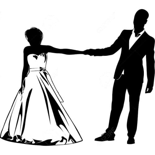 Vinyl Wall Sticker of the bride and groom holding each other decoration Decal sweet Wedding Livingroom home Decal decor HY589