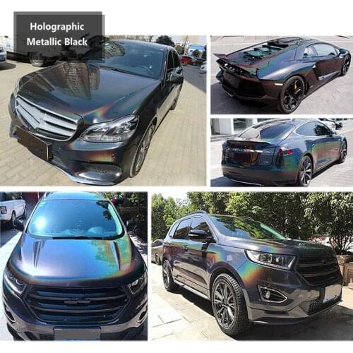 Sunice Black Holographic Rainbow Laser Vinyl Metallic Glossy Car Body Wrap Vinyl Auto Vehicle decoration vinyl Self Adhesive