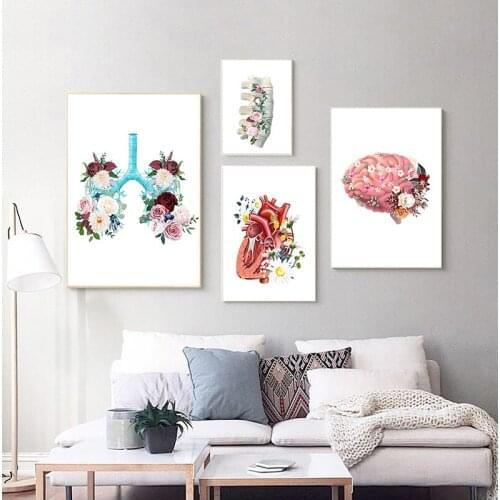 Brain Heart Anatomy Vintage Wall Art Canvas Painting Nordic Posters And Prints Wall Pictures For Living Room Decor