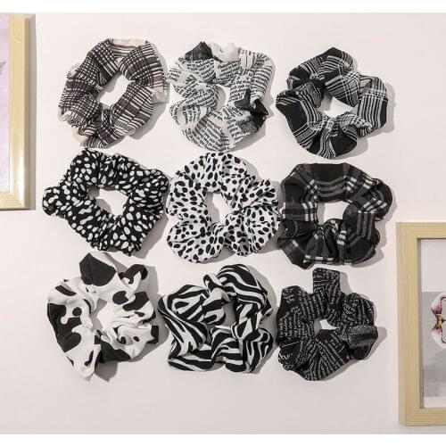 Vintage Polka Dot Leopard Print Hair Scrunchies Hair Accessories Elastic Hair Band Ponytail Holder Hair Rope Hair Ring Hot Sale