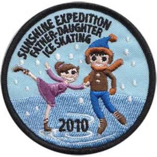 Ice Skating Embroidery Patch Made by Twill with Merrow Border and PVC backing Accept Customized and MOQ50pcs free shipping